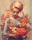 Portret "Vintage flowers" van Carla Van Iersel thumbnail