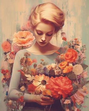 Portrait "Fleurs vintage" sur Carla Van Iersel