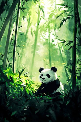 Panda in groen bamboebos
