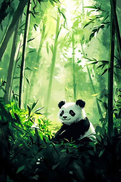 Panda im grünen Bambuswald von Imperial Art House