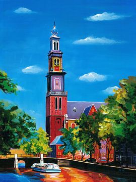 Amsterdam peinture Westerkerk sur Kunst Kriebels