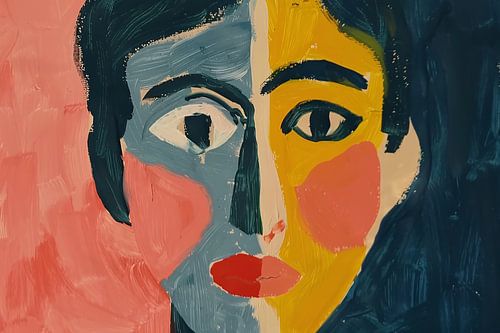 Levendig kubistisch portret met abstracte stijl