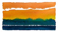 Sunrise behind the treeline | Watercolor painting