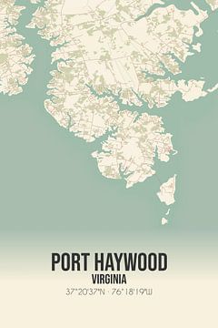 Vintage landkaart van Port Haywood (Virginia), USA. van MijnStadsPoster
