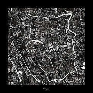 Kaart van Utrecht als plattegrond met straatnamen van Vol van Kleur