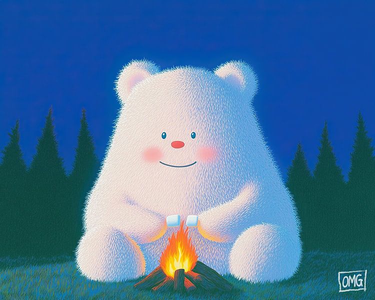 White Bear | Feu de camp confortable par OMG Art