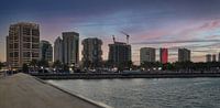 De jachthaven van Lusail in de stad Lusail, Qatar bij zonsondergang