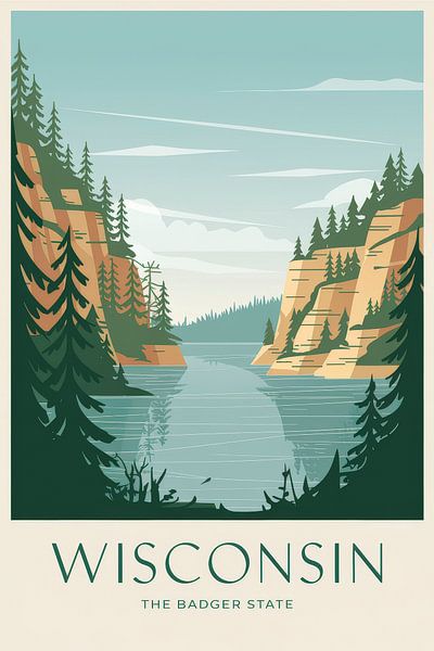 Wisconsin Vintage Reisposter van Poster Art Shop