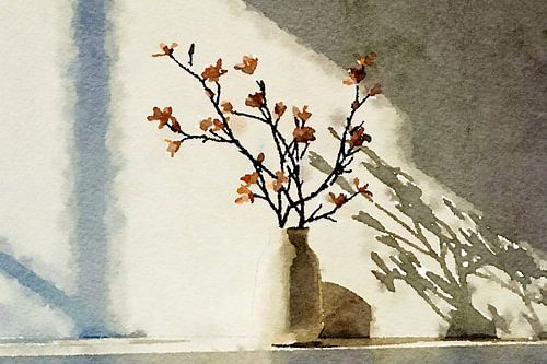 Stilleven bloemen in de zon olieverf schilderij