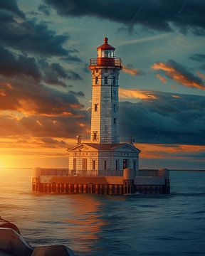 Lighthouse on the evening sea by fernlichtsicht