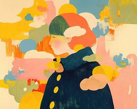 Femme avec arrière-plan | Femme en tenue sombre avec ciel coloré sur La collection ARTEO