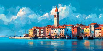 Venise ville côtière italienne - Maisons colorées Bateaux