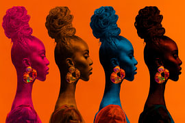 Popartportret in oranje van Skyfall Iconics