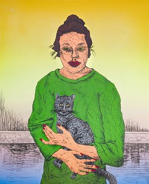 Woman With Cat by Helmut Böhm