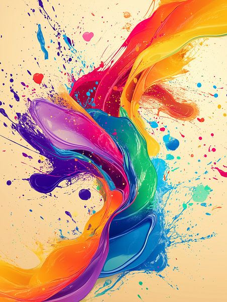 Kleurspatten in felroze en geel van artefacti