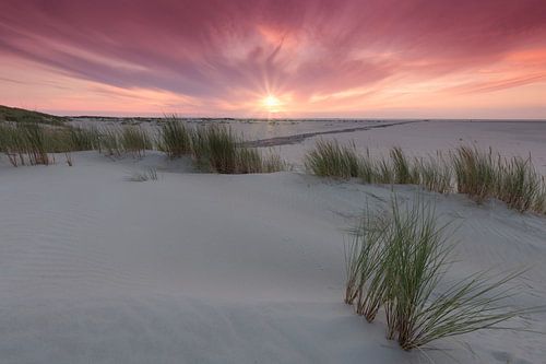 Beautiful sunset on Texel beach