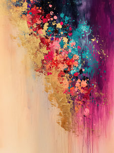 Kleur Waterval - abstracte kunst met goud