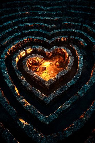 Hartvormig labyrint met gloed