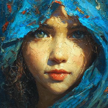 Azuren draaikolk | Portret in blauwstromend licht