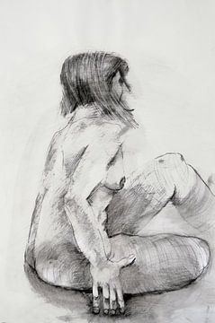 Naaktmodel Tekening, Nude model Drawing, Dessin de Modèle Nu, Aktmodel van Sylvia Dekker