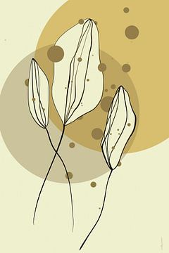 Gouden bladeren, digitale lijntekening van Ankie Kooi