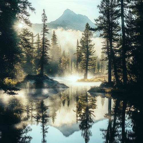 Bergsee Nebel