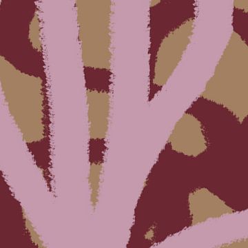 Moderne abstracte kunst. Lijnen in heldere kleuren. Roze, donkerrood, beigebruin