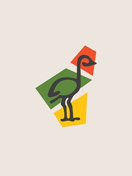 Minimalist Egret with Geometric Shapes