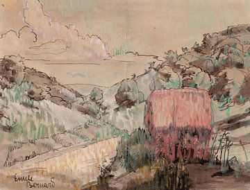 Emile Bernard - Rood huisje op een heuvel van Peter Balan