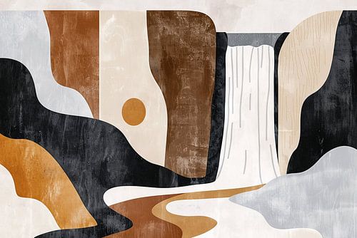 Minimalistische Waterval in Aardetinten Abstract
