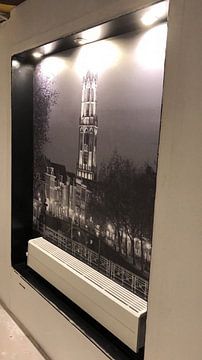 Klantfoto: Weerdsluis, Oudegracht en Domtoren in Utrecht, ZWART-WIT