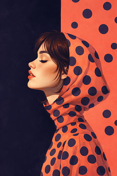 Affiche de mode « Femme au foulard à pois »