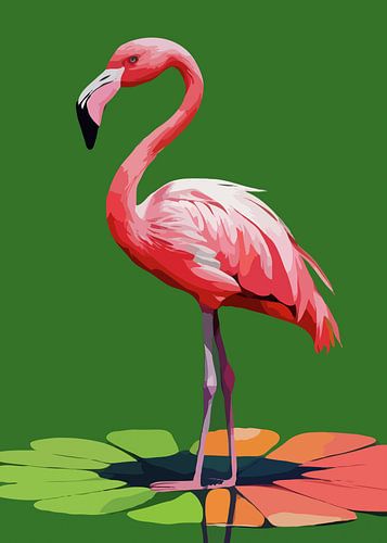 Flamingo op het blad