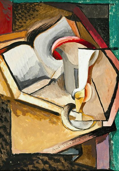 Antonín Procházka - Stillleben mit Tasse und Buch (1915) von Peter Balan