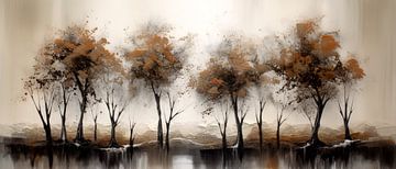 Peinture abstraite moderne Forêt d'automne brune sur Preet Lambon