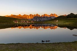 Sunset at the mountain lake by Sandra Schönherr