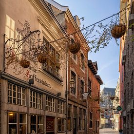 Aachen's Körbergasse with a view of the cathedral - historic old town romance by Rolf Schnepp