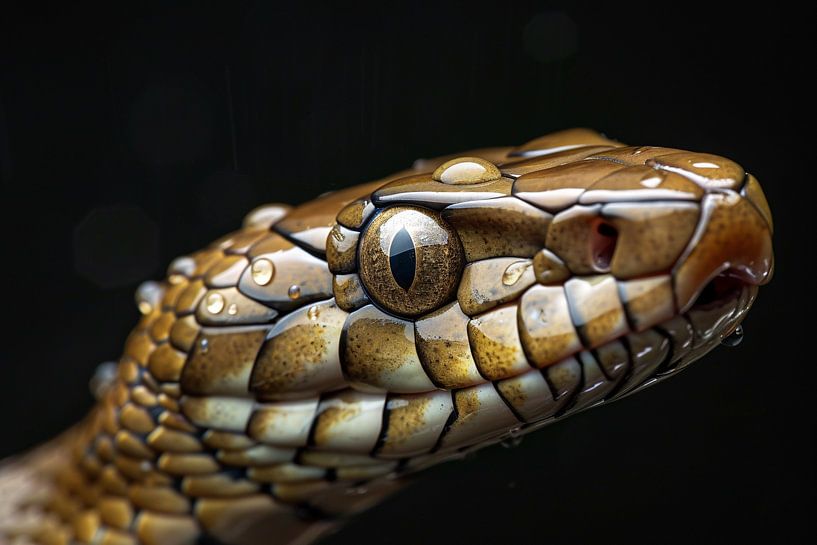 Snake with water droplets. by Art & Soul Creations