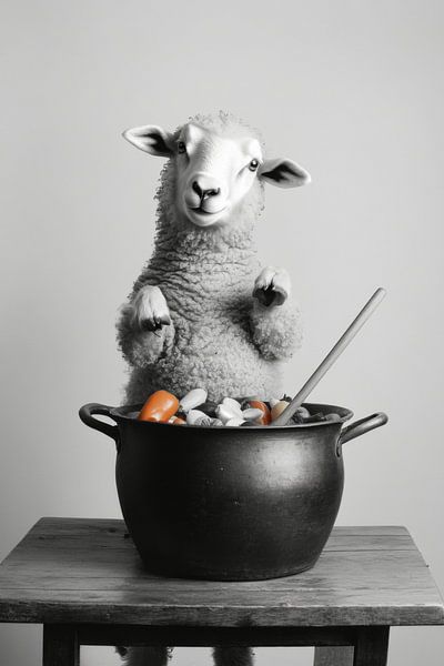 Schaf im Kochtopf von Poster Art Shop