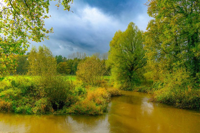 La rivière Dinkel serpente dans un paysage d'automne par Sjoerd van der Wal Photographie