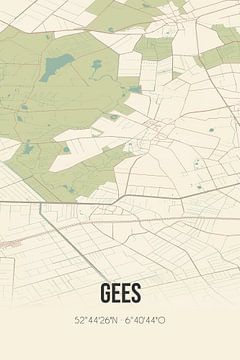 Vintage landkaart van Gees (Drenthe) van MijnStadsPoster