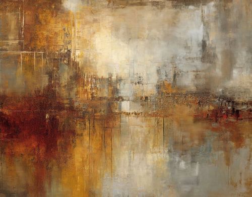 Abstract Schilderij - Goud en Roest Krachtig en Modern