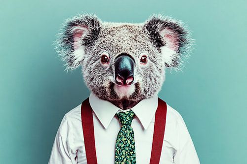 Koala met stropdas in pak
