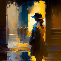Frau schaut ins Licht