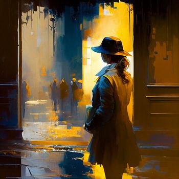 Femme regardant dans la lumière