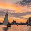 Sailing into the sunset on Amsterdam's Oosterdok by Jeroen de Jongh