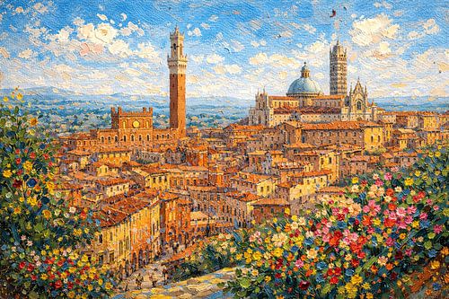 Siena in Italië, een impressionistisch schilderij.