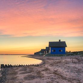 Blue house on the Baltic Sea in Heiligenhafen by Michael Valjak