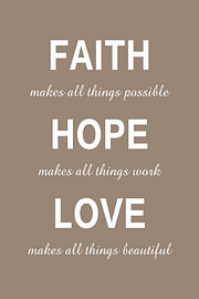 Faith Hope Love – Inspirerende Woorden in Taupe van Sandra Hazes