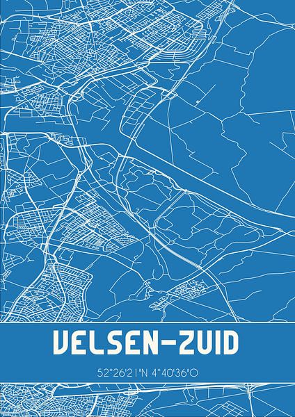 Blueprint | Map | Velsen-Zuid (North Holland) by Prints of Place